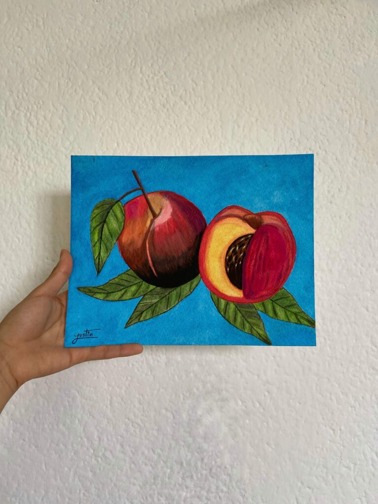acuarela bodegon durazno