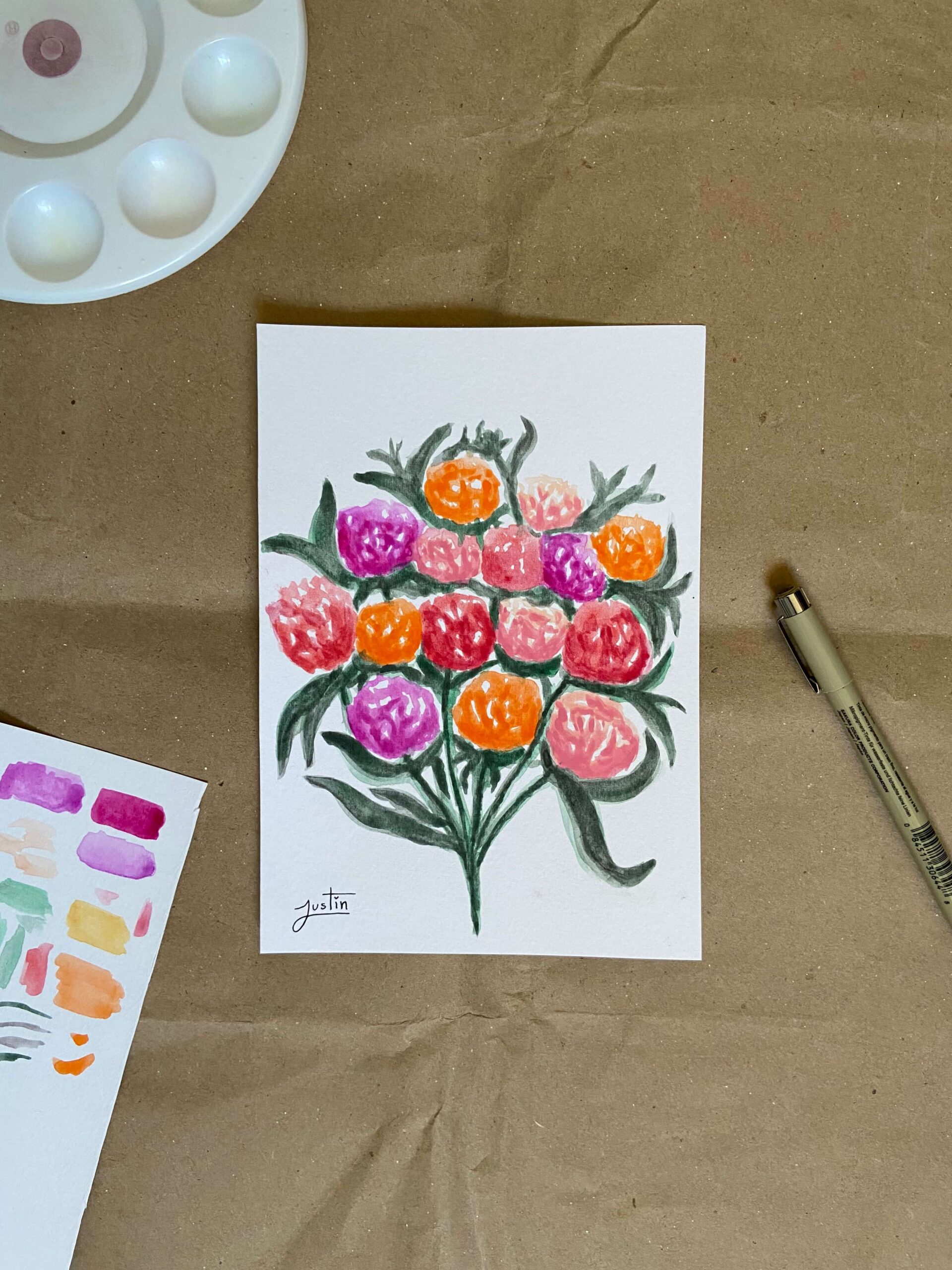 cuadro a la acuarela flores