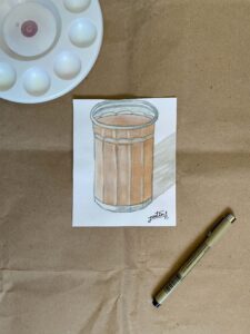 cuadro acuarela de vaso de café